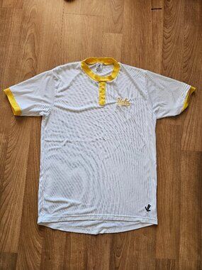 Men's White and Yeallow UCLA Rowing Crew Perfomance Tee By JL Racing - Medium